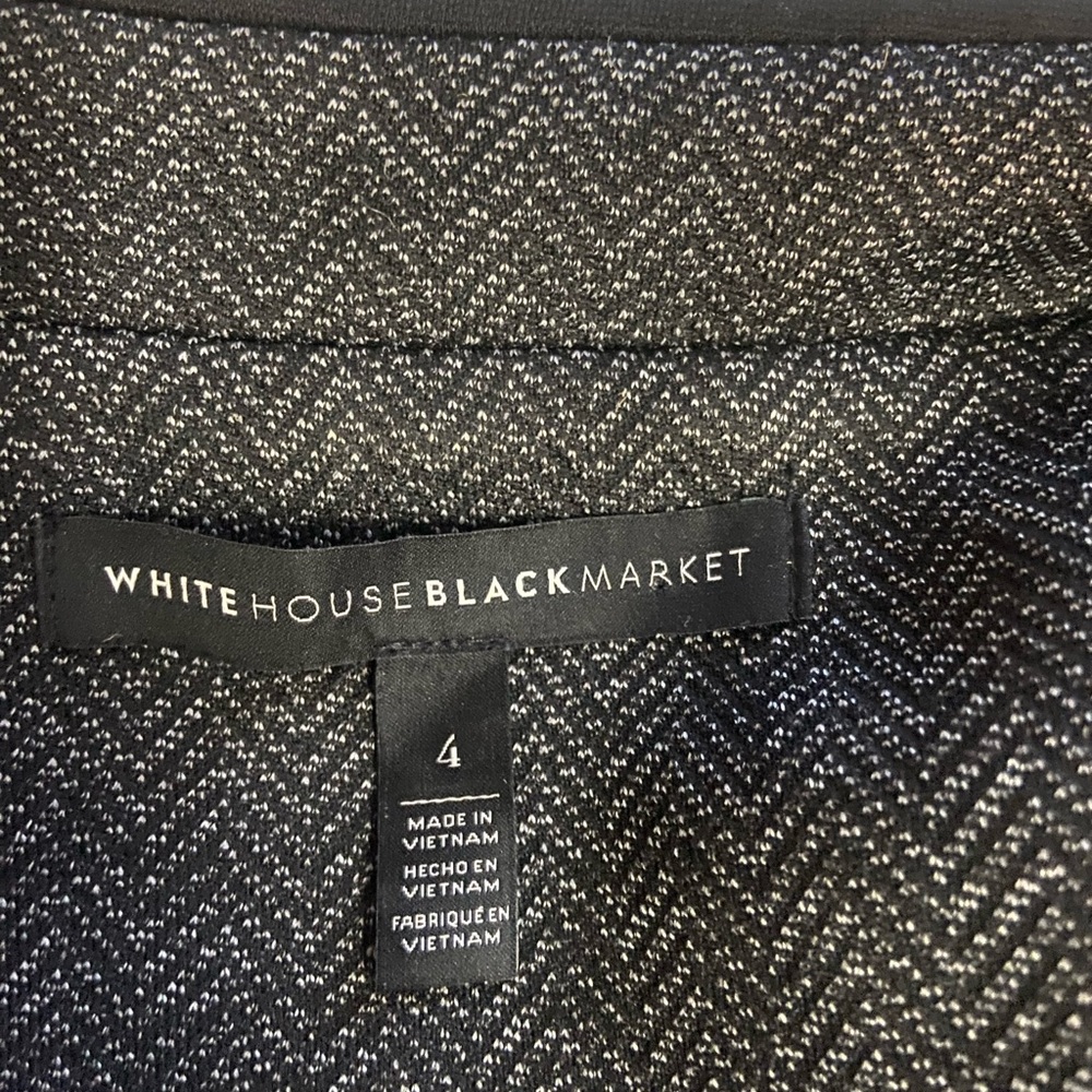 White House Black Market Sz 4 Dark Grey/Black Herringbone Women’s Blazer - Picture 2 of 14